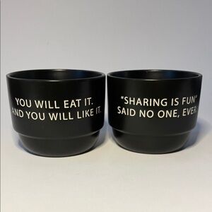 BOSTON WAREHOUSE Set of Black Ceramic Whimsical Quote Bowls | Kitchen  Dining